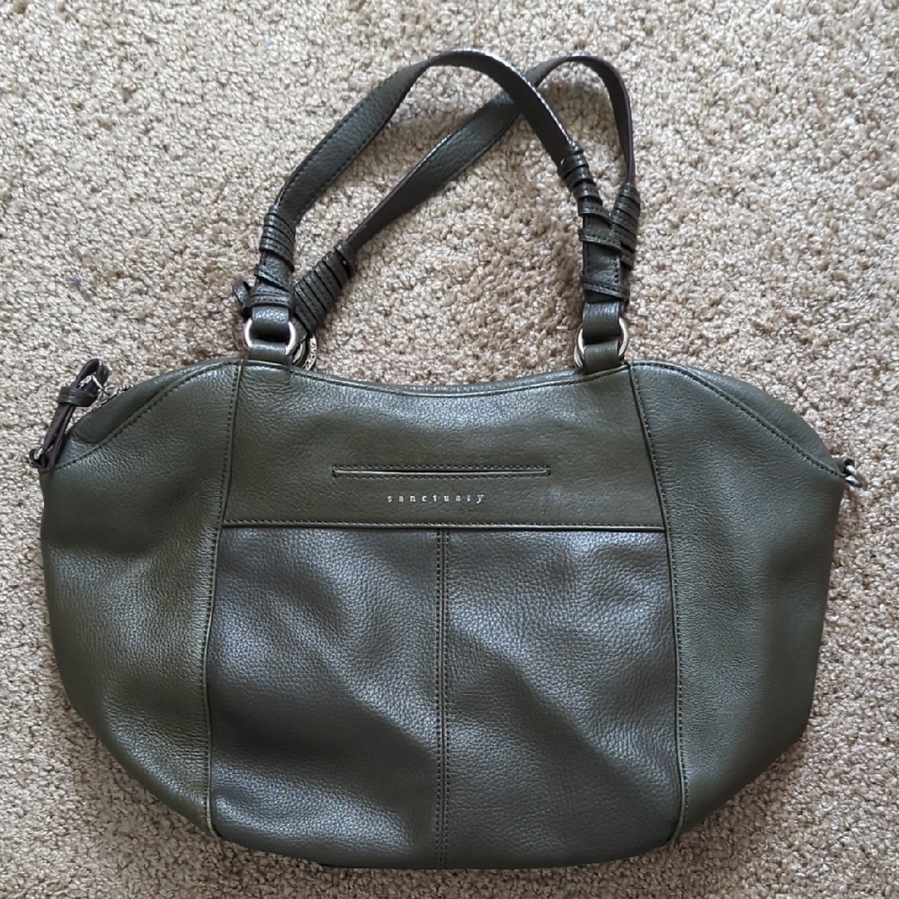 Sanctuary Olive Green Leather Shoulder Bag Purse